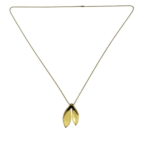 Tiffany & Co. Elsa Peretti 18K Yellow Gold Whale Tale Pendant Necklace #19569 - Picture 1 of 8